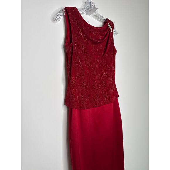 Vintage 80's-90's Patra Petite Red Sparkle Formal Evening Dress Made in USA 8 p - Picture 14 of 15